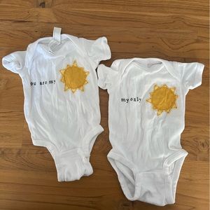 Twin onesies size newborn! You are my sunshine, my only sunshine